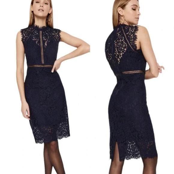 Bardot Lace Panel Midi Dress In Black Size XS NWT - Picture 1 of 15